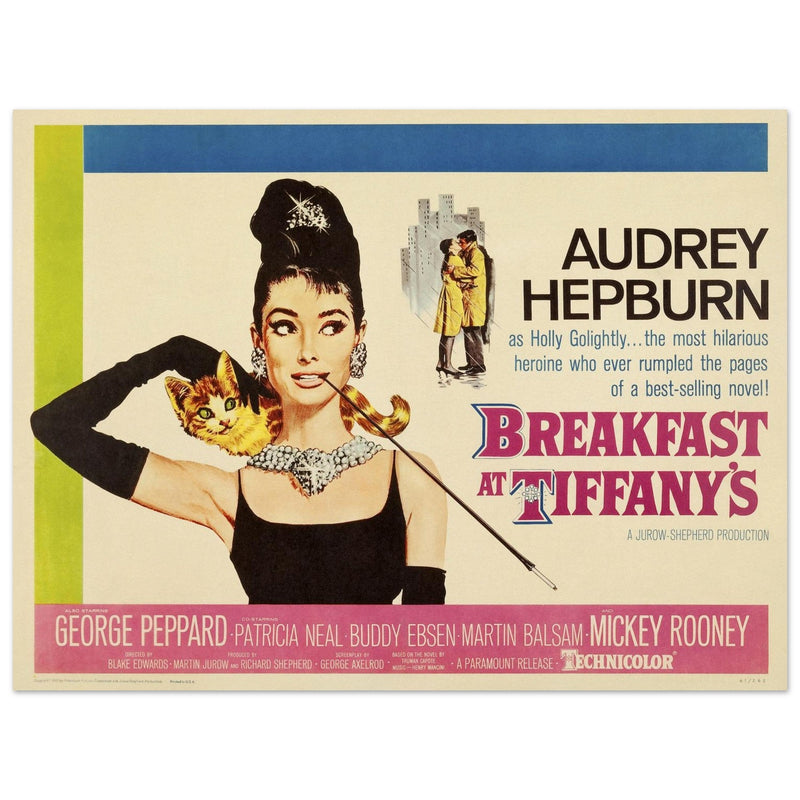 Breakfast at Tiffany's with Audrey Hepburn movie vintage poster .