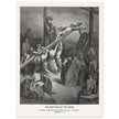 Gustave Dore The Bible engraving print . The Crucifixion  illustration .The erection of the cross.