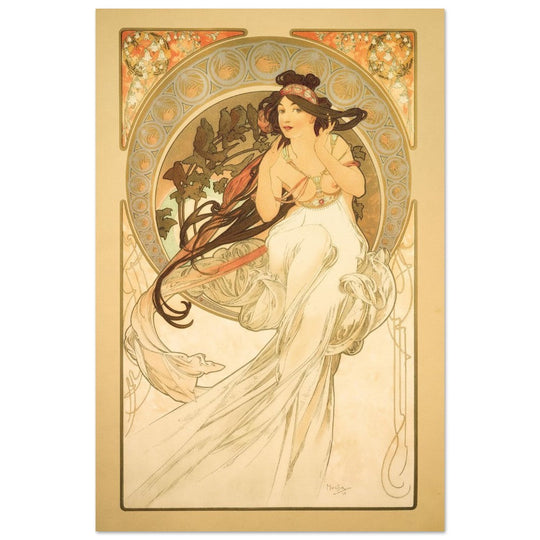 Art Nouveau Alphonse Mucha antique painting.