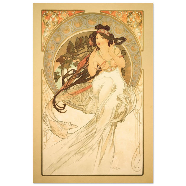 Art Nouveau Alphonse Mucha antique painting.