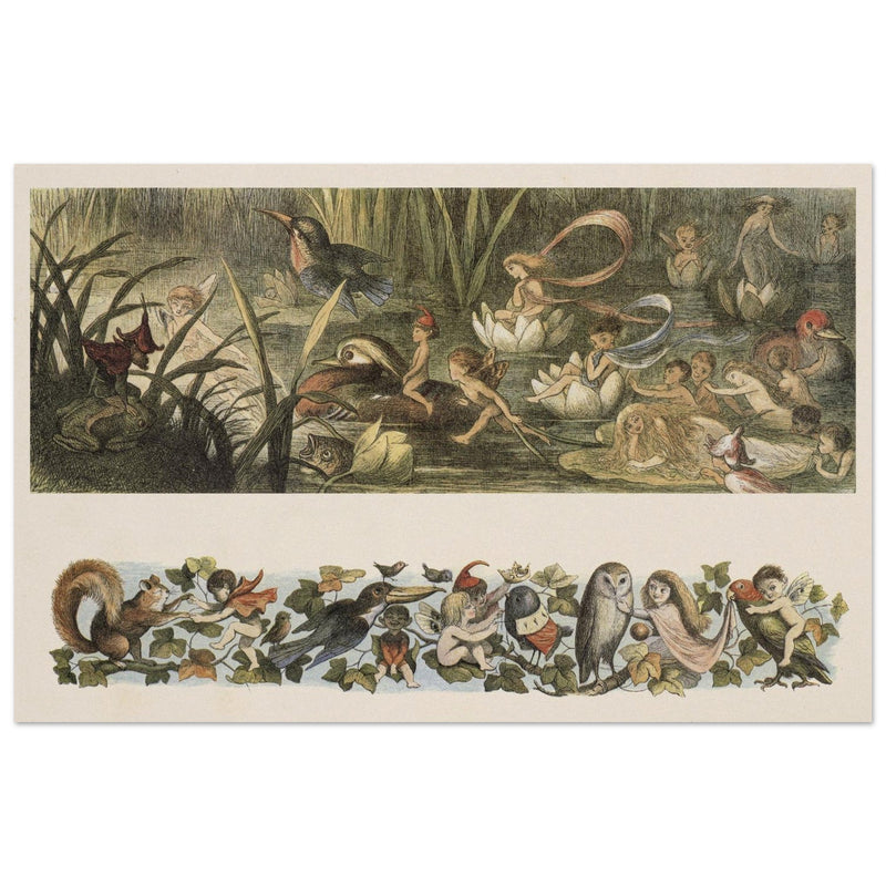 Richard Doyle for Fairyland book. Wood elves at play and Fairy's Child Play illustrations.
