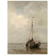 Jacob Maris old marine painting Bluff-bowed Fishing Boat on the Beach at Scheveningen.