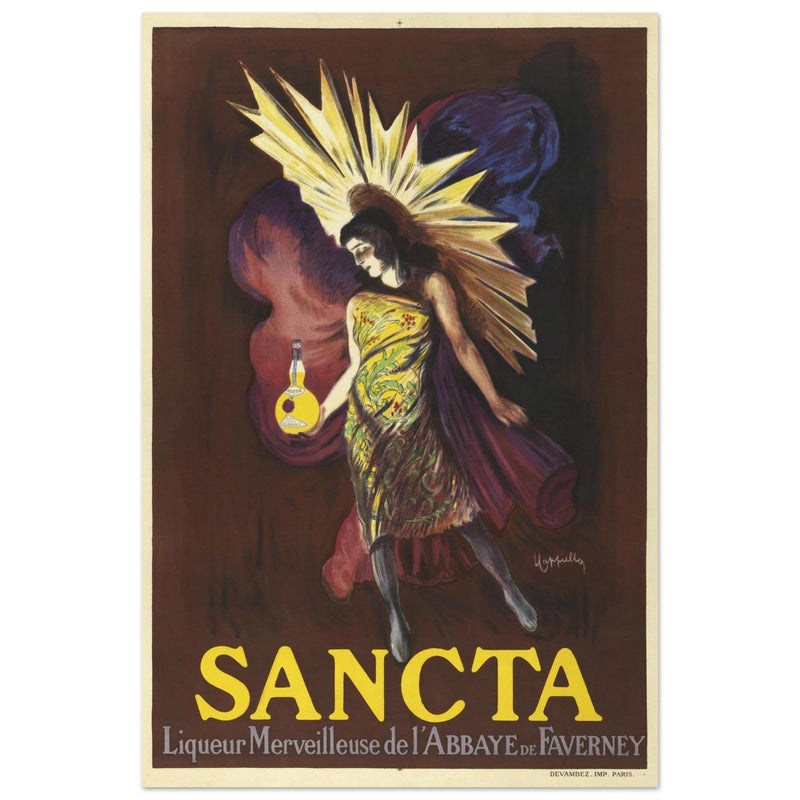 Sancta Liqueur French vintage advertising poster by Leonetto Cappiello.