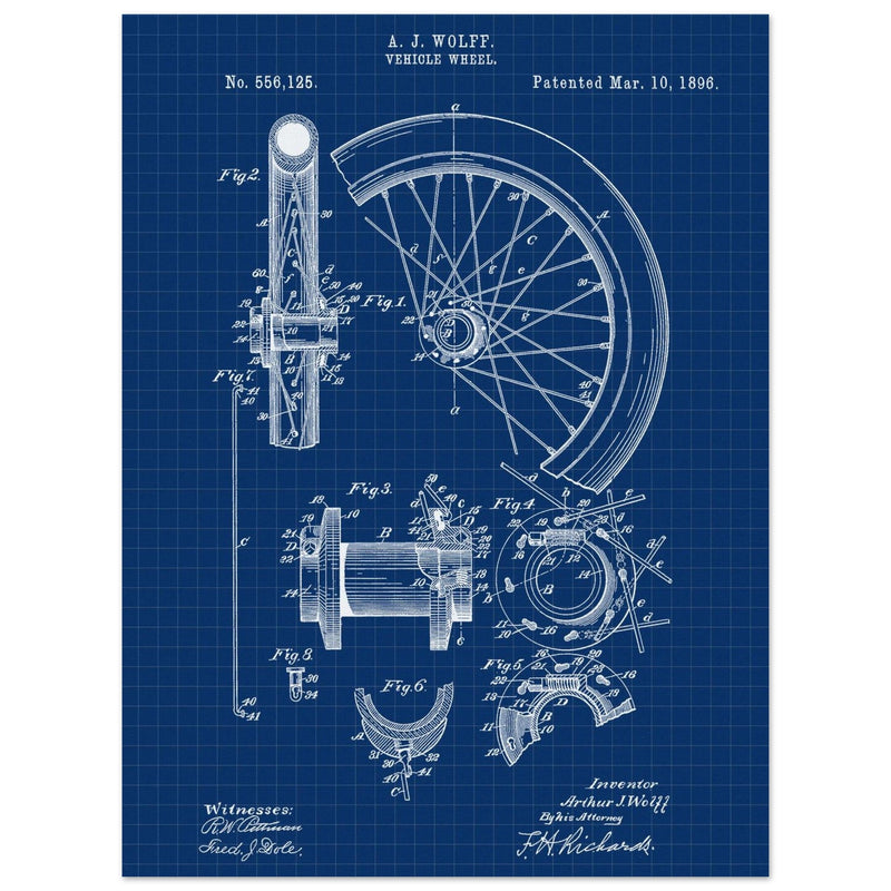 Vehicle whell patent illustration. Vintage drawing .