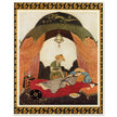 Edmund Dulac and one of his illustration for Princess Badoura fairy tale. Camaralzaman Finds the Talisman .