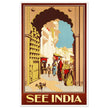 See India vintage travel poster in Art Deco style.