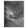 Gustave Dore Paradise Lost engraving . Satan wounded in battle experiences pain for the first time.