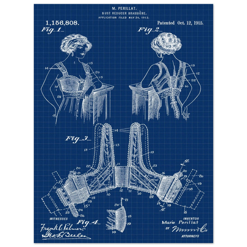 Bust reducer brassiere vintage patent by M Perillat
