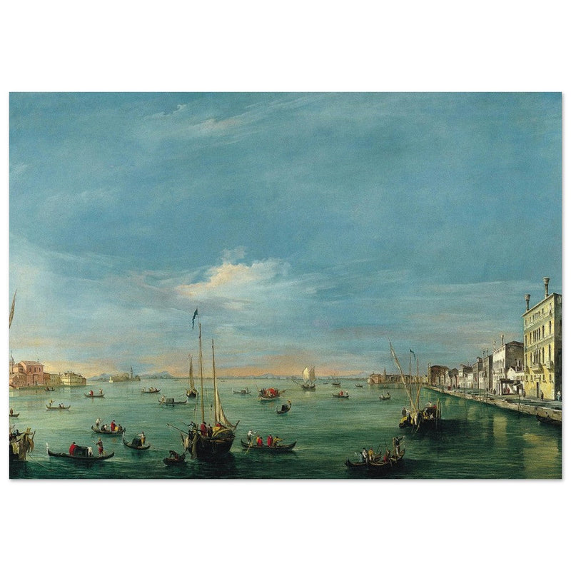 Giudecca Canal and the Zattere in Venice Italy. Antique painting by Francesco Guardi 1757.