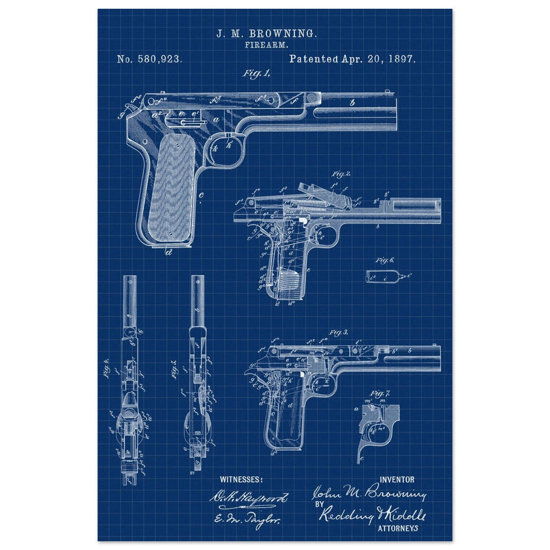Firearm patent by John Moses Browning 1897 .