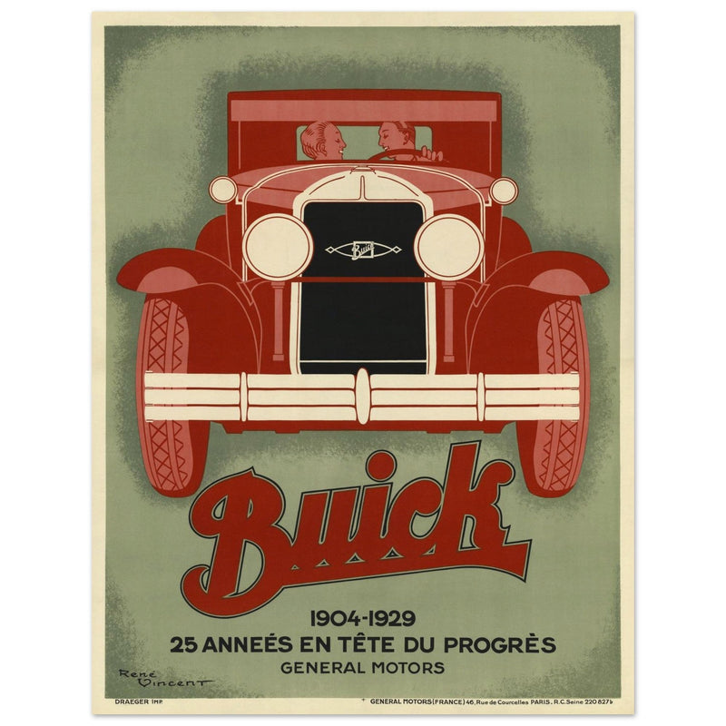 Buick 1904 - 1929 25 années en tete du progres vintage poster by Vincent René.