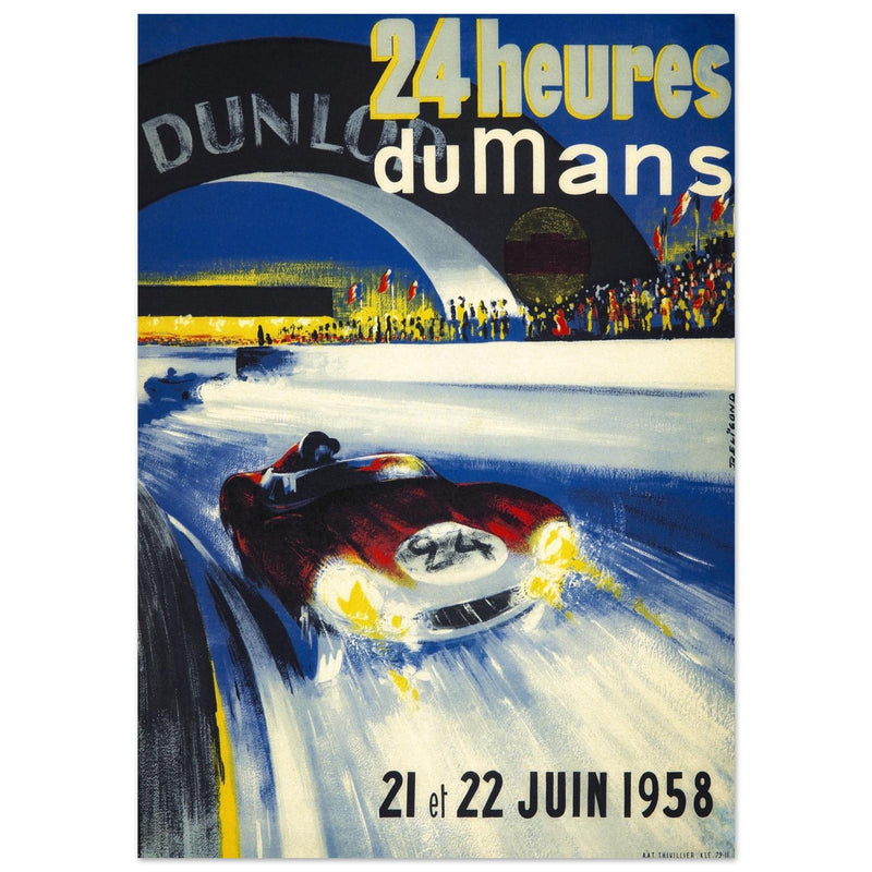 Le Mans 24 hours car race vintage print  1958 by Beligond.