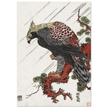 Eagle on pine branch in rain, by Isoda Koryusai