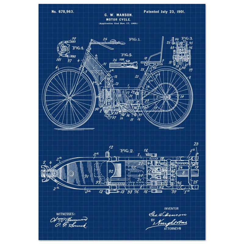 Motorcycle old patent by G. W Manson.
