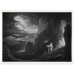John Martin Paradise Lost vintage mezzoting engraving . Adam and Eve Driven Out of Paradise.