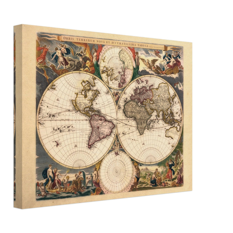 Old world map Orbis Terrarum Nova et Accuratissima Tabula 1658 by  Nicolaes Visscher