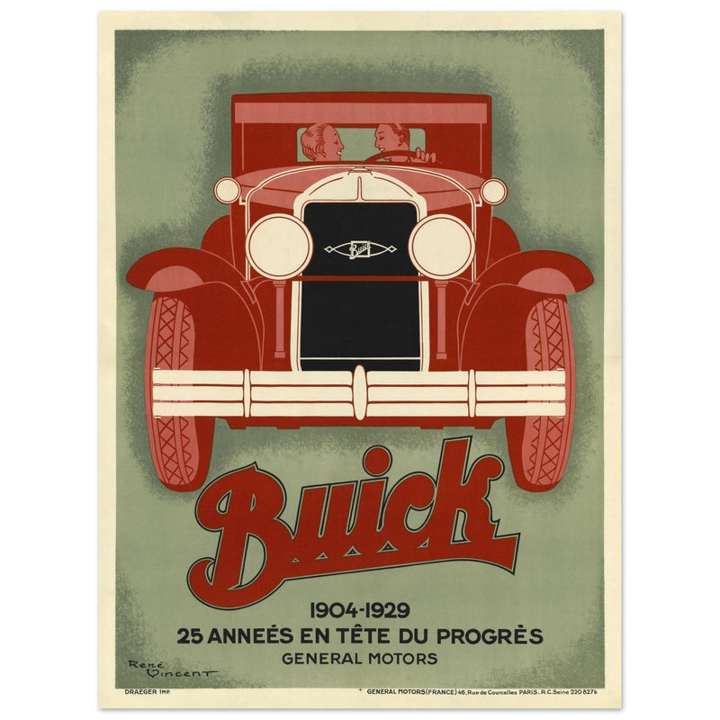 Buick 1904 - 1929 25 années en tete du progres vintage poster by Vincent René.