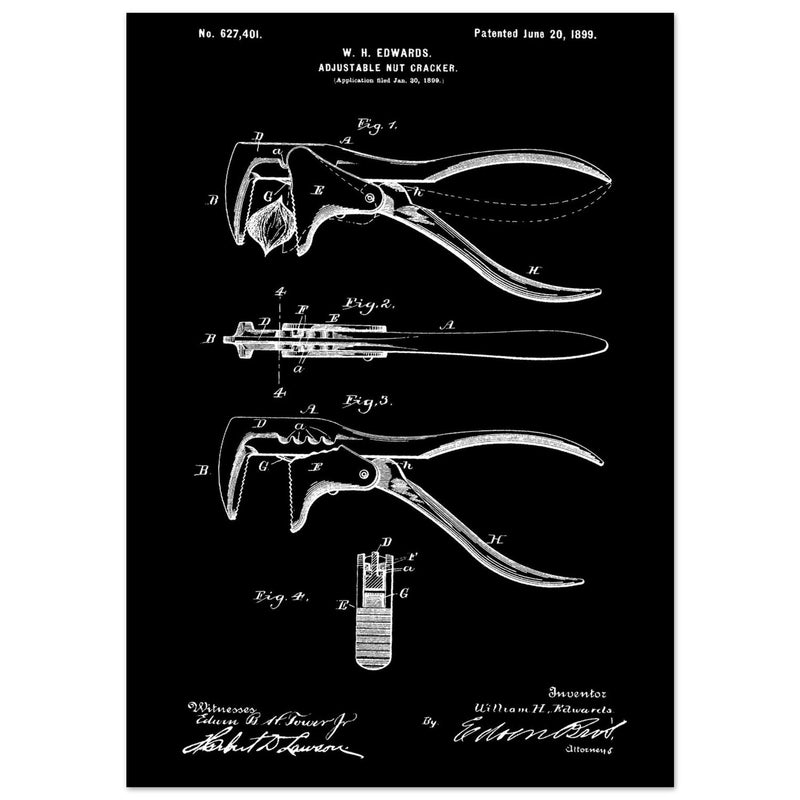 Vintage Adjustable Nut Cracker patent by William H. Edwards.