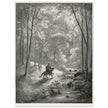 Gustave Dore depiction of knight Don Quixote riding in the countryside in one of his adventures.