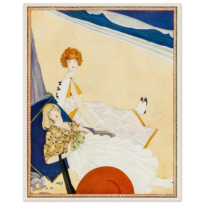 George Wolfe Plank fashion magazine vintage cover illustration Girls at the beach.