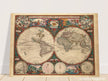 1660 Ancient old world map. Double hemisphere antique map reproduction.