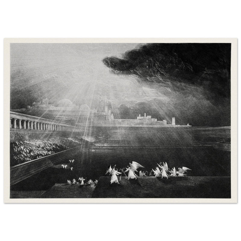 John Martin mezzotint engraving . Paradise Lost. The Courts of God .