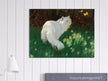 White Cat and Butterflies old painting by Arthur Heyer .