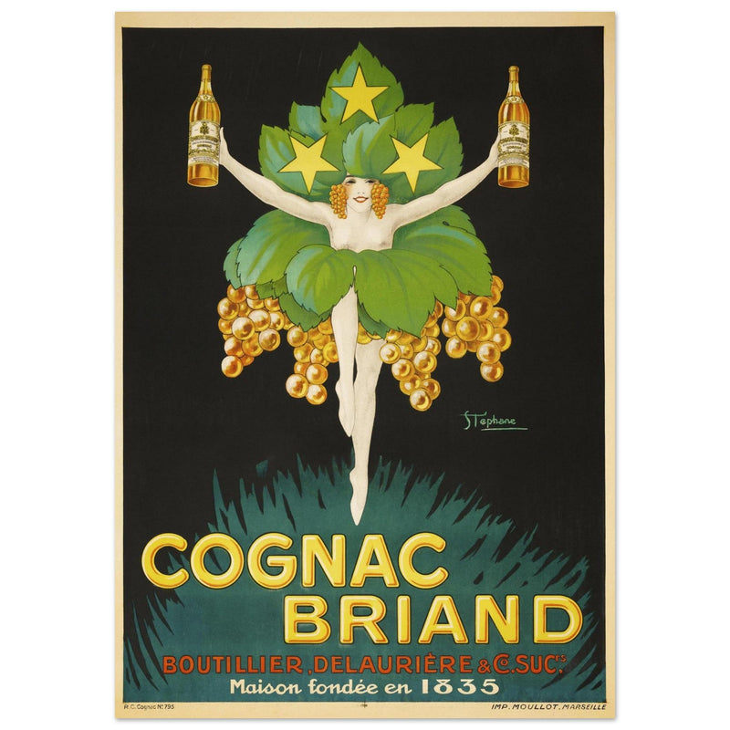 Cognac Briand vintage advertising poster  created in 1925 by M. Stephane.
