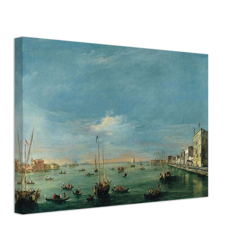 Giudecca Canal and the Zattere in Venice Italy. Antique painting by Francesco Guardi 1757.
