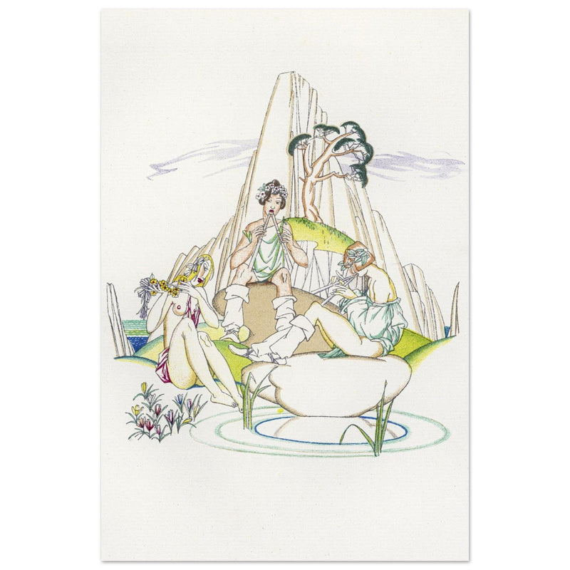 Island of Lesbos Greece. Daphnis and Chloe illustration by John Austen.