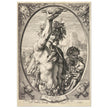 Bacchus in Half-Length by Hendrick Goltzius 1596. Roman God of wine vintage engraving .