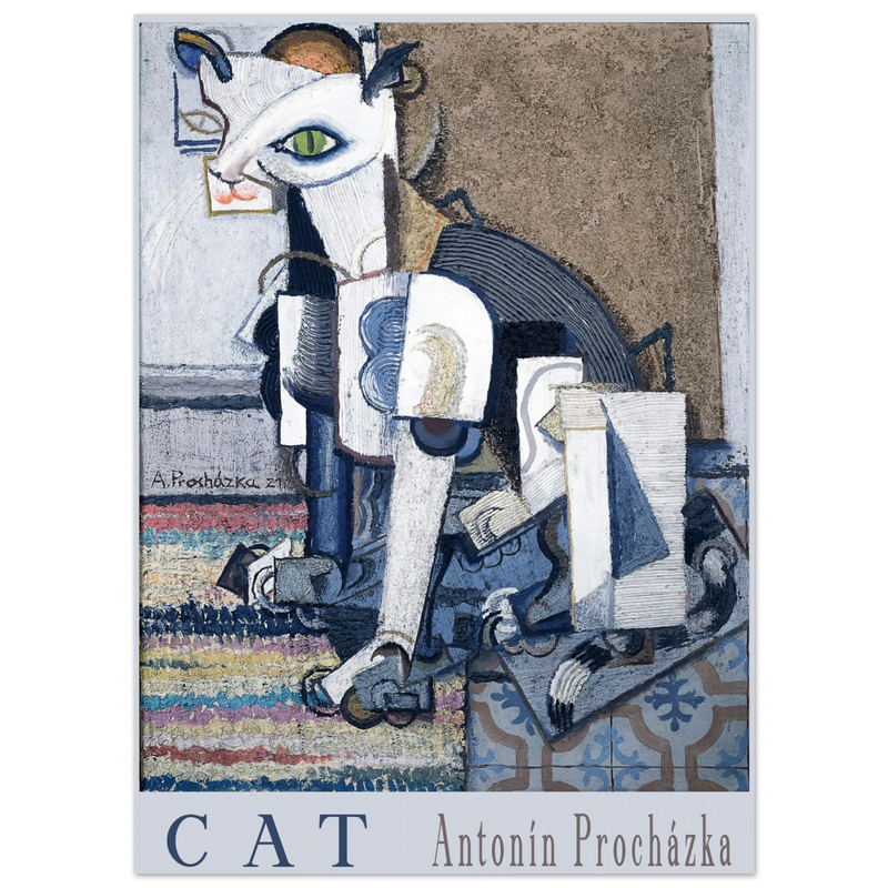 Cat painting cubism style poster reproduction Creator: Antonín Procházka 1921