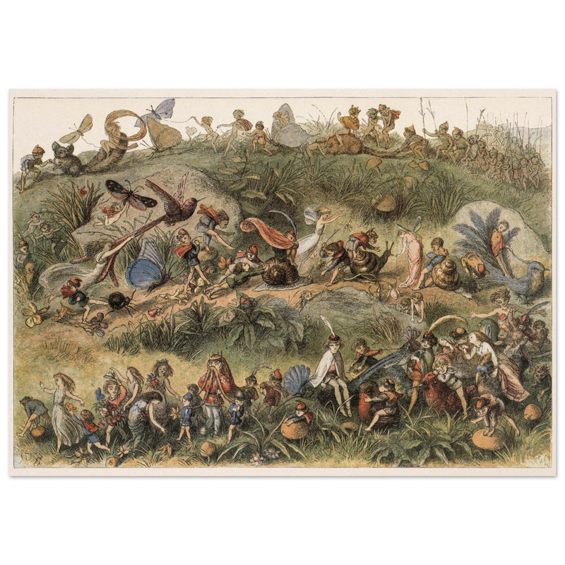 Richard Doyle fantasy illustration part Fairyland book. Triumphal march of the Elf king.