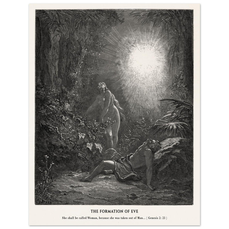 Gustave Dore The Bible engraving print . The Formation of Eve illustration .