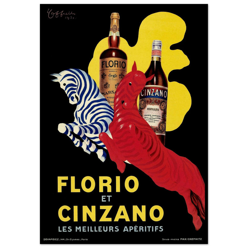 Florio and Cinzano aperitif beverage vintage art poster 1930.