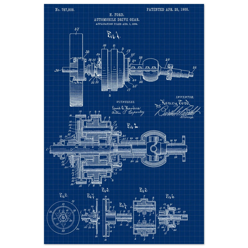 Automobile Drive Gear patent 787908 by Henry Ford. Vintage car