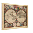 1660 Ancient old world map. Double hemisphere antique map reproduction.