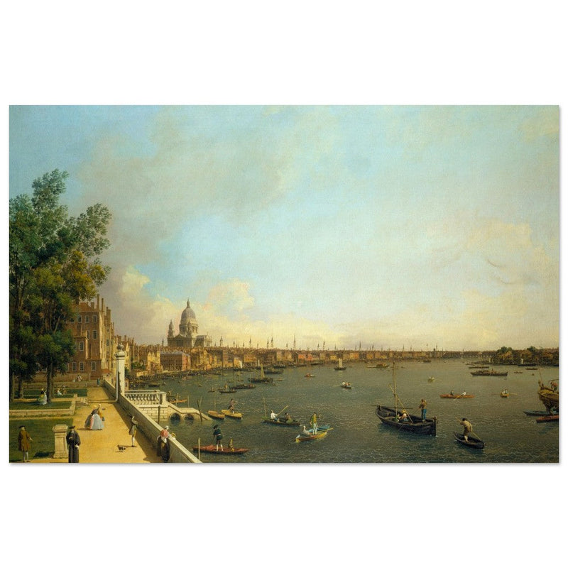 London antique painting by Canaletto 1750 The Thames from Somerset House Terrace towards the City.