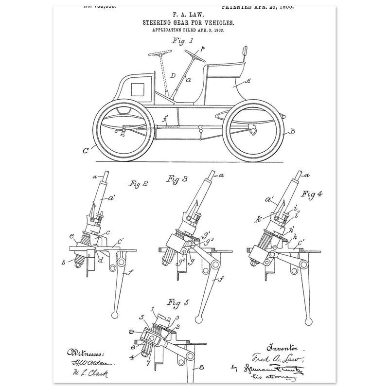 Steering Gear for vehicles patent illustration.