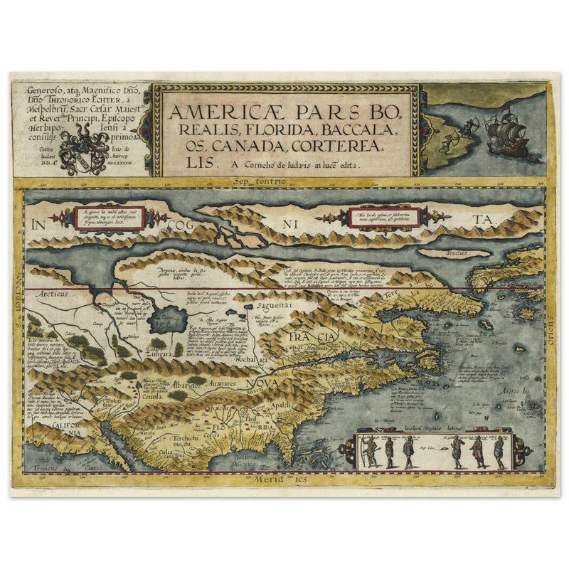 Map of North America by Cornelis de Jode.