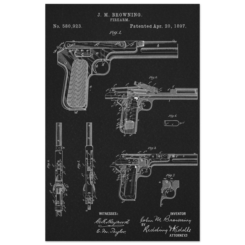 Firearm patent by John Moses Browning 1897 .