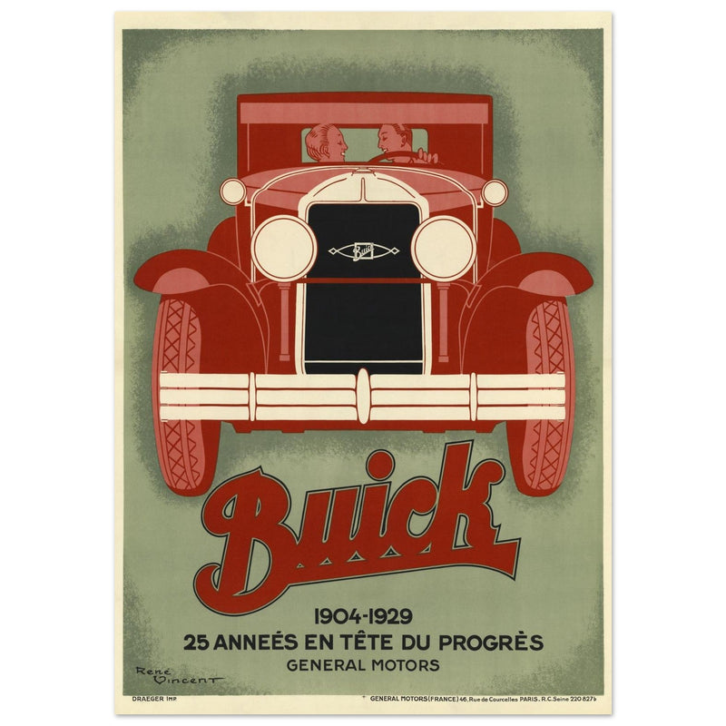 Buick 1904 - 1929 25 années en tete du progres vintage poster by Vincent René.
