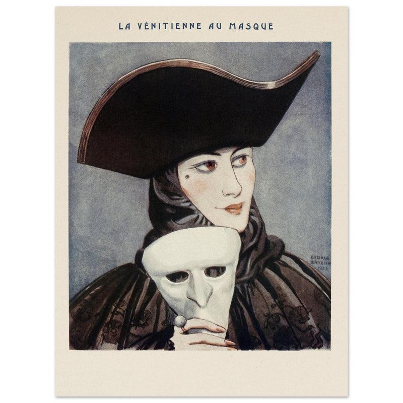 La Venitienne au Masque illustration published in Fantasio vintage magazine by George Barbier.