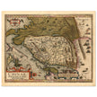 Ancient map of China by cartographer Abraham Ortelius 1584. Vintage historic map.