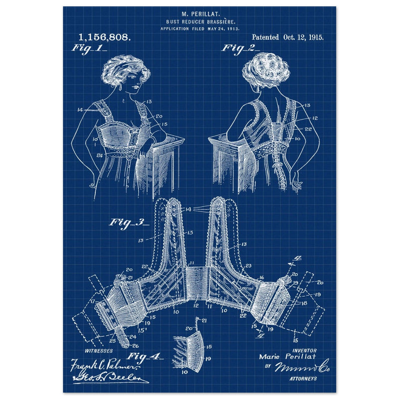 Bust reducer brassiere vintage patent by M Perillat