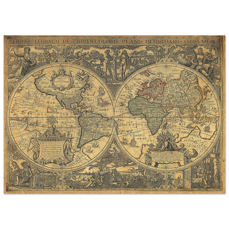 Orbis terrarum typus de integro multis in locis emendatus by cartographer Petrus Plancius World map