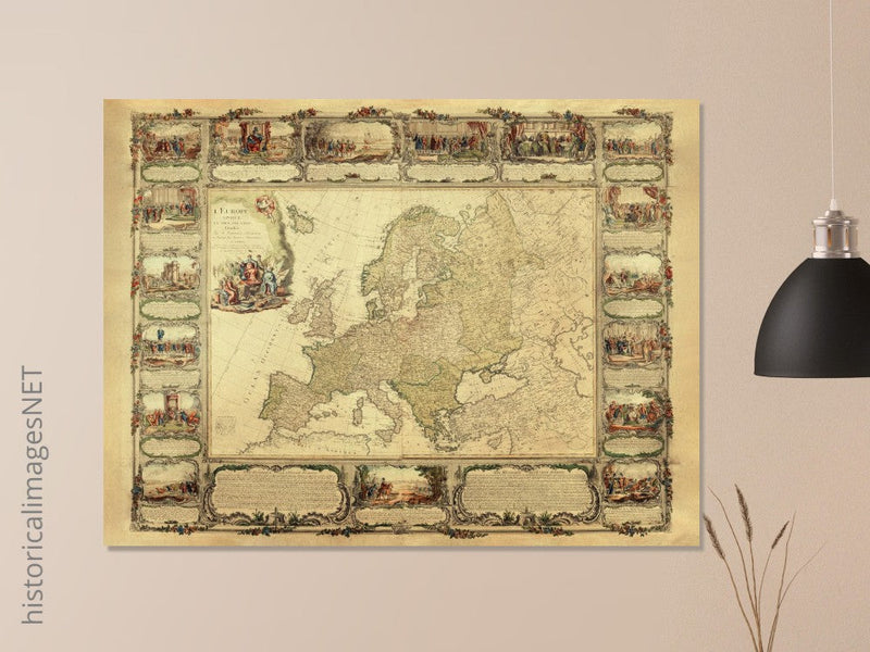 Ancient old map of Europe.  of antique illustrated european map. . XVIII Century
