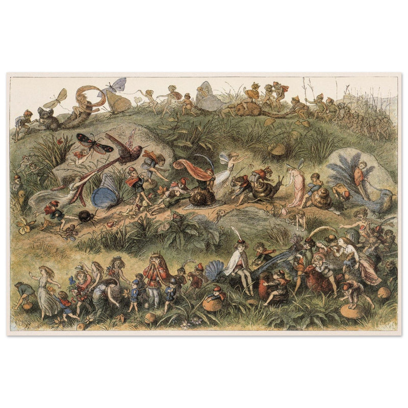 Richard Doyle fantasy illustration part Fairyland book. Triumphal march of the Elf king.