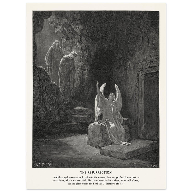 Gustave Dore The Bible engraving print . The Resurrection illustration .