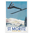 St Moritz vintage travel poster.  Skiing destination